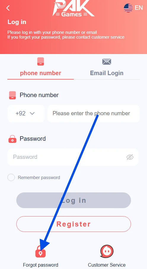 click forgot password
