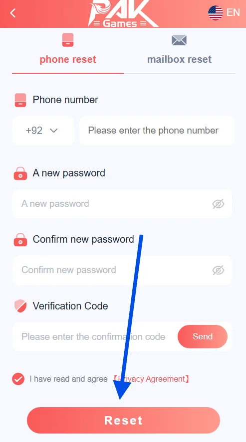 click the reset button