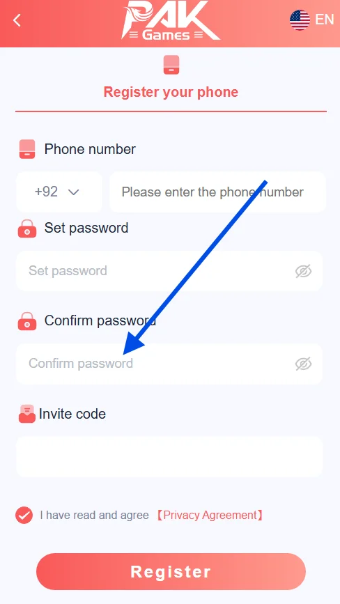 confirm the password
