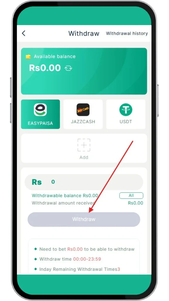 click withdraw button