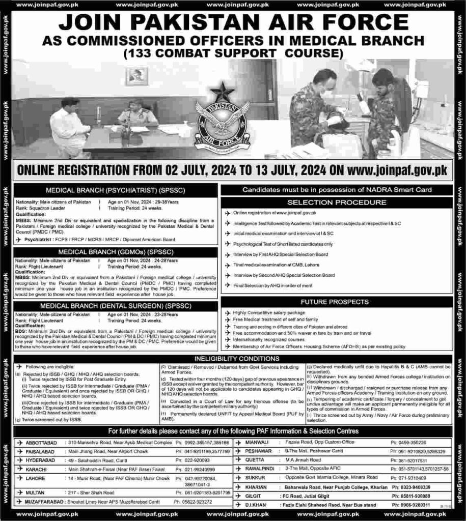 Join PAF Medical Branch Job Advertisement 2024